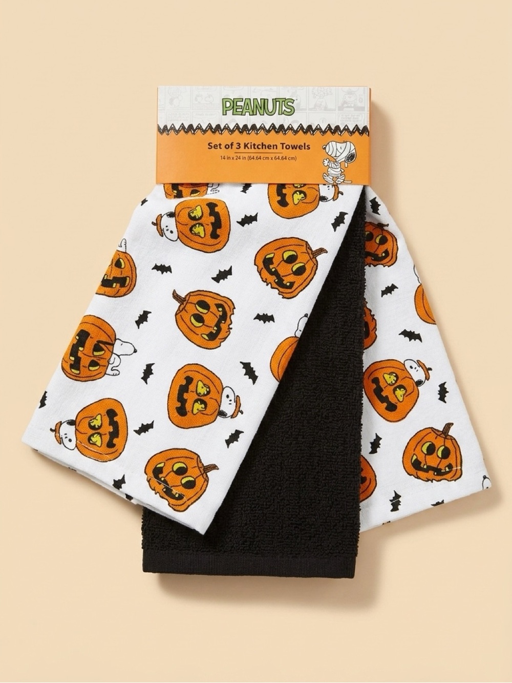 🔥🔥🆕PEANUTS SNOOPY HALLOWEEN 🎃 SET OF 3 KITCHEN TOWELS